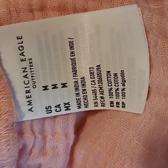 American Eagle Cotton Gauzy Peach Button-up Long Sleeve Oversized Shirt Wmns M - Picture 9 of 13